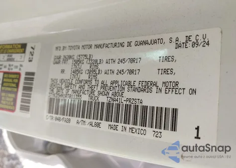 2024 Toyota Tacoma Sr из США, поврежденный, VIN 3TYKD5HN1RT011355